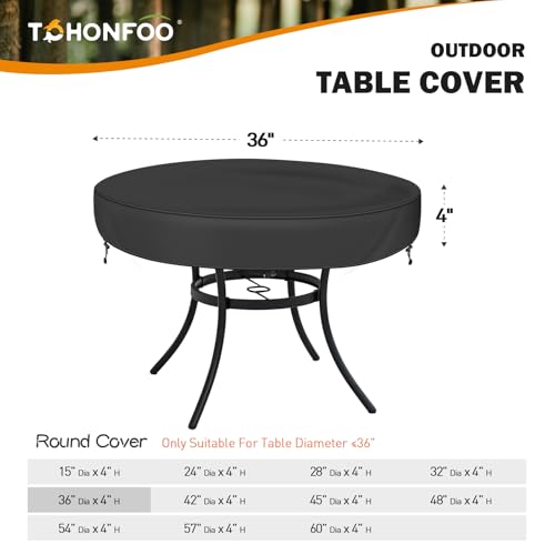 TOHONFOO Outdoor Round Table Cover - Waterproof Anti-UV Round Patio Table Cover - Fits Outdoor Table Up to 34-36 Inch by TOHONFOO - Image 2