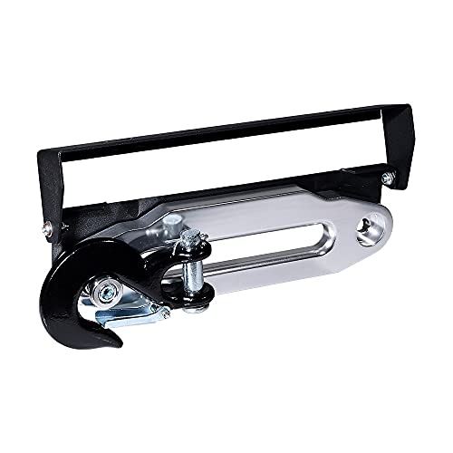 Silver Steel Hook Stand + Winch Rope Hawse Fairlead + Black Half-Link Safety Latch Swizel Hook + Flip-Up License Plate Holder for ATV SUV UTV 10