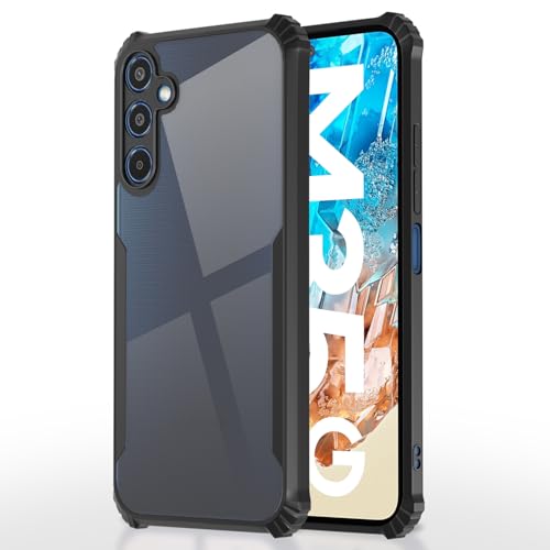 Image of Pikkme Ultra Hybrid Back Cover for Samsung Galaxy M35 5G | Raised Edges |Crystal Clear Transparent | Full Camera Protection Bumper Case (Black)