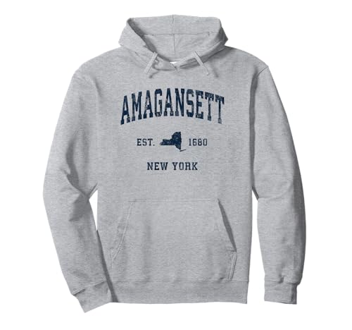 Amagansett New York NY Vintage Athletic Navy Sports Design Sweat à Capuche