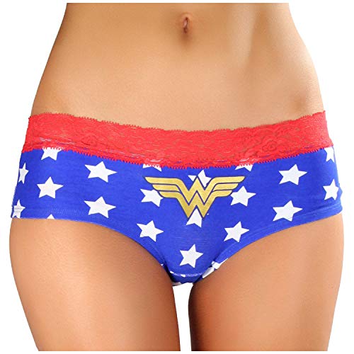 Underboss Wonder Woman ar Print Womens Underwear Panties Small Blue