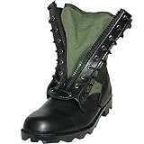 Krazy Shoe Artists 8 Inch Green Leather Men's Combat Boot with Boot Zipper, Size 11