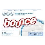 Bounce Fabric Softener Dryer Sheets, Free & Gentle, 200 Count - Packaging May Vary