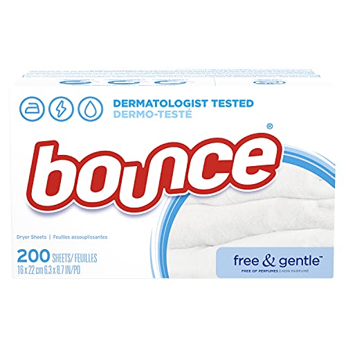 Bounce Fabric Softener Dryer Sheets, Free & Gentle, 200 Count - Packaging May Vary