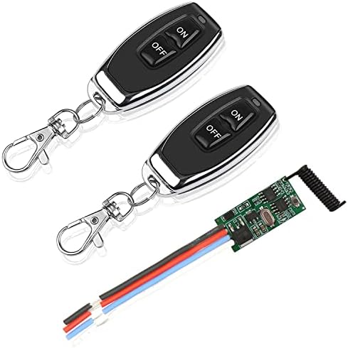 DieseRC DC 3.6V 5V 12V 24V 30V Wireless Remote Control Module 2A 1 Channel 433Mhz Radio Control Receiver Module with 2 Transmitters Small Mini Size Controller
