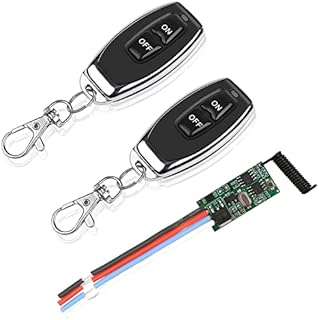 DieseRC DC 3.6V 5V 12V 24V 30V Wireless Remote Control Module 2A 1 Channel 433Mhz Radio Control Receiver Module with 2 Transmitters Small Mini Size Controller