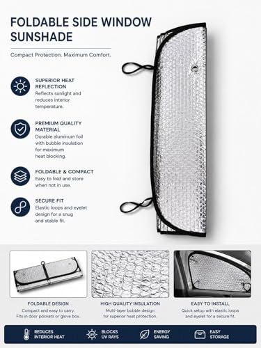 Image of Car Sun Shade for Windshield, Reflective Silver and Blue Foldable Front Window Sunshade