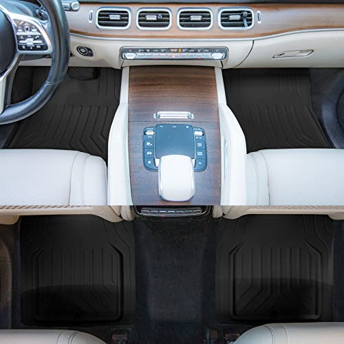 Image of FH Group Faux Leather Deep Dish Car Floor Mats - Trim-to-Fit, Universal Fit Full Set Automotive Floor Mats for Cars, SUVs & Trucks, Durable All-Weather Interior Protection, Black