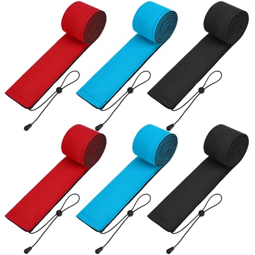 Teyva Daily 6 Pcs Neoprene Fishing Rod Sleeve Rod Socks Puncture Resistant Fishing Rods Cover for Storage and Transportation Protective Case for Casting Trolling Spinning Rods (Mix Colors)