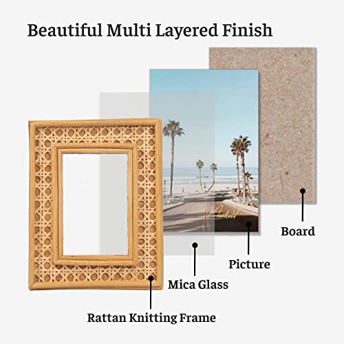 Manteiv Rattan 4X6 Picture Frame - Tabletop Frames Modern Farmhouse Decor - Rustic Home Decor - Living Room Bedroom Kitchen Set Wedding Glass Photo Display #TOP3