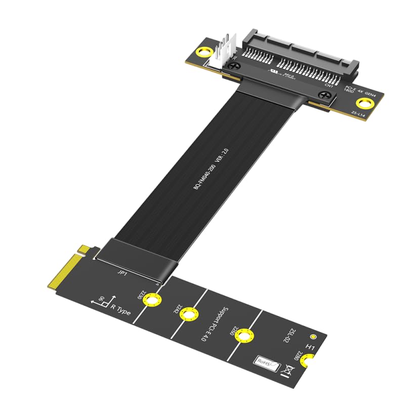 Extensión PCI-E 4.0 4X a M.2 Key M con codo de 180 grados y apantallamiento EMI