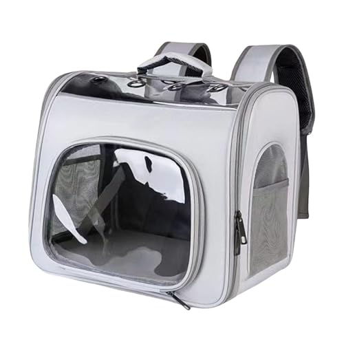 Dualoai 猫用リュックキャリア、ペット用トラベルバッグ、小型犬用コンパクトデザイン, グレー