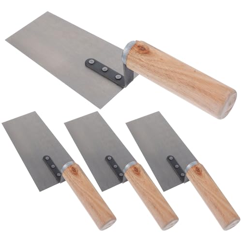WOONEKY 4 Piezas Llana de Acero Inoxidable para Construcción Espátula para Enlucir Acabado Herramienta Profesional para Albañiles y Carpinteros