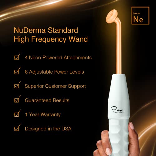 Nuderma Portable Handheld High Frequency Skin Therapy Wand Machine W/Neon – Anti-Aging - Skin Tightening - Wrinkle Reducing - Dark Circles – Clarifying - Hair & Scalp Stimulator #TOP1