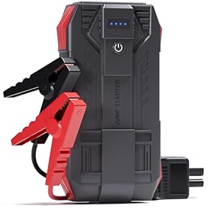 Povasee 4000A UltraSafe Starthilfe Powerbank für Pkw, 12V Booster Auto Starthilfe (bis zu 10L Benzin/8L Diesel), Starter Powerbank mit Starthilfekabel, Kfz Jump Starter mit LED und 2 USB-Ausgänge