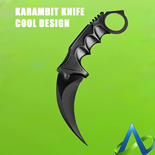 Aomingge Karambit Knife 2 Pieces Fixed Blade Stainless Steel Outdoor Hunting Knife With Sheath And Cord, Suitable For Hiking, Adventure, Survival And Collection (Black) #TOP1