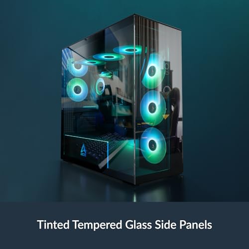 ARCTIC Xtender Black (Tinted Glass) - Boîtier PC, Verre Panoramique Trempé, Support pour Radiateur 2 x 420 mm, Tour Midi, E-ATX, 5X Ventilateurs A-RGB Pré-installés - Noir - 8