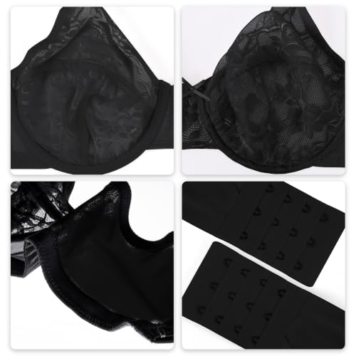 Image of ProKloud Minimizer Bras for Women Full Coverage Supportive Plus Size Unlined Lace Underwire Bra