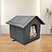 Vinnypet Katzenhaus Für Draußen Winterfest Wasserdicht Wetterfester Katzenhöhle Haustierhaus mit Plüschkissen Warm Hundehöhle Waschbar Hundehaus Tierheim Für Streuner Haustiere 40x40x45