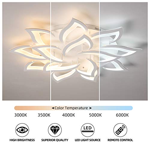 Garwam Led Dimmable Flower Shape Ceiling Light 14-Head Modern Petal Flush Mount Ceiling Lamp With Remote Control White Metal Acrylic Ceiling Chandelier Lighting For Living Room Bedroom Dining Room #TOP4