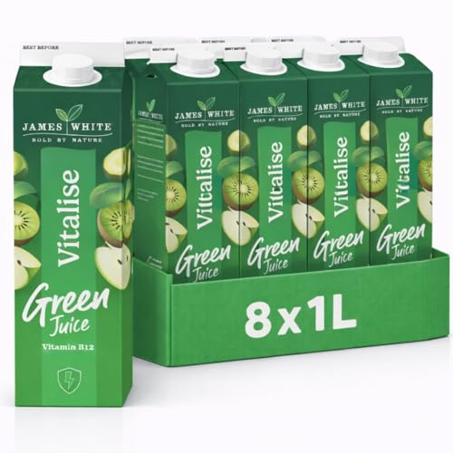 James White Vitalise Green Juice - 1L (Pack of 8) with Added Vitamin B12 and Spinach, Plant-Based, Vegan, No Artificial Additives, No Added Sugar