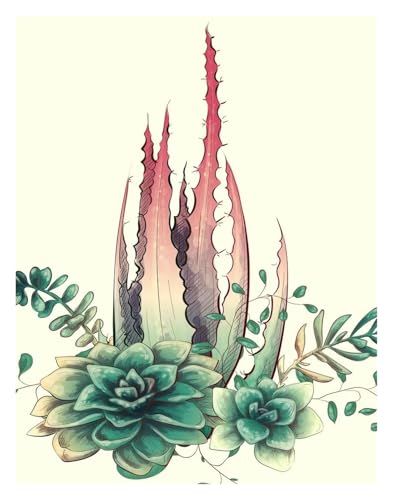 Tableau Déco Nature Cactus 20x30cm - Affiche Aloe Vera Fleur