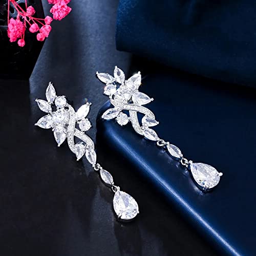 Boucles d'oreilles cerise en cascade avec feuille ciselée pour bijoux de soirée - 3