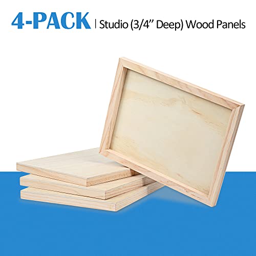 Unfinished Birch Wood Canvas Panels Kit, Falling In Art 4 Pack Of 9X12’’ Studio 3/4’’ Deep Cradle Boards For Pouring Art, Crafts, Painting And More #TOP7