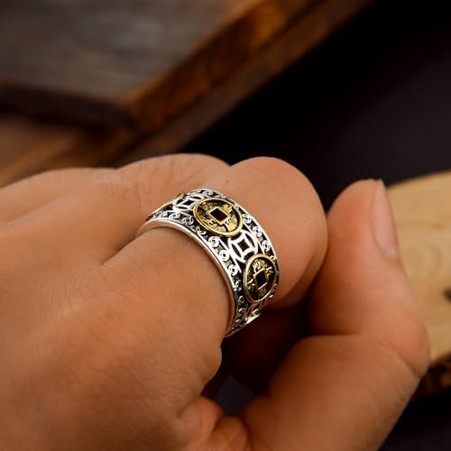 Anel Masculino de Aço Inoxidável - Talismã da Fortuna