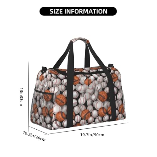 Baseball Basketball Football Hockey Print Daily essentials Large Capacity Hand Carry Bag for Weekend Getaways style Bags4