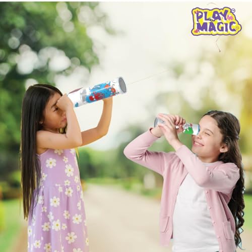Image of PlayMagic BrainActiv Kaleidoscope Making DIY Kit for Kids 3+|Magical Pattern Creation Kit|2 Kaleidoscopes, Scratch Sheets, 8 Activity Sheets|Educational Birthday Gift for Kids-Sea & Animal Adventure