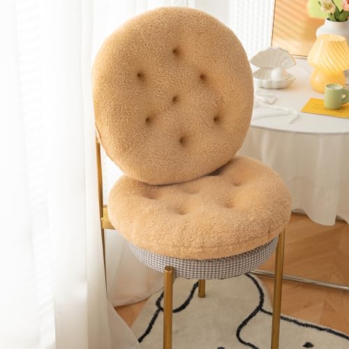 Coussin de chaise rond camel en sherpa lavable de 41 cm pour décoration de cuisine - 3