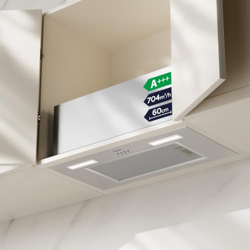 Miniatura 4 de Ciarra Cbcs6926a Campana Extractora Encastrable Clase A 650 M H 60 Cm Incluido 3 Velocidades Led Iluminación Acero Inoxidable
