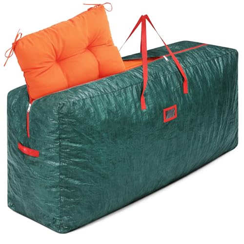 GARPROVM Groß Aufbewahrungstasche für Gartenauflagen XXL, 476L Auflagentasche für Polsterauflagen Gartenpolster Aufbewahrung, Verpackungstasche Umzugstasche PP Stoff Wasserabweisend, 165x38x76cm