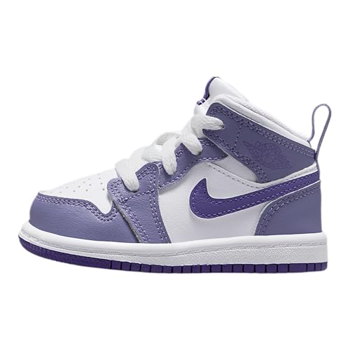 Jordan 1 Mid Baby/Toddler Shoes (Dusty Amethyst/White/Court Purple)