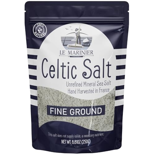 Le Marinier French Sea Salt Fine Ground, 8.81oz – 0.6lb. Mineral Rich 100% Natural and Unrefined Sea Salt Organic Mineral Fine Ground. Hand Harvested Mineral Salt (0.6lb Fine Ground)