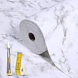 Drawer Liner Non-Slip Shelf Liners for Kitchen Cupboards -30x300cm White Marble Waterproof Cabinet Liner, Easy Cut Drawer Organiser for Wardrobe, Refrigerator, Countertop with Knife and Tape Measure