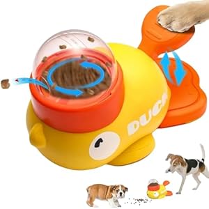 Dog Interactive Treat Dispenser Toy, Food Puzzle Slow Feeder, 2-in-1 Durable Cute Duck-Shaped Enrichment Toy to Keep Them Busy