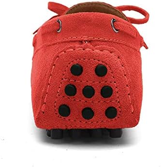 Santimon Men's Suede Leather Driving Walking Moccasins Loafer Lace Shoes Red 8.5 US | Image 4