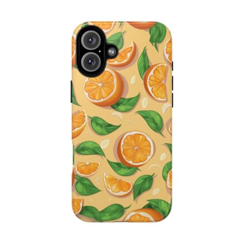 Coque rigide brillante iPhone 16 Plus motif fruits oranges avec finition premium anti-chocs