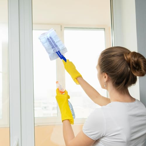 Minfuerang 20 Stück Staubmagnet,Elektrostatisch Duster, Staubmagnet Nachfüllpack mit 2 Griff für Reinigen von Haushaltsgeräte,Tierhaare,Staub,Schmutz (Hellblau)