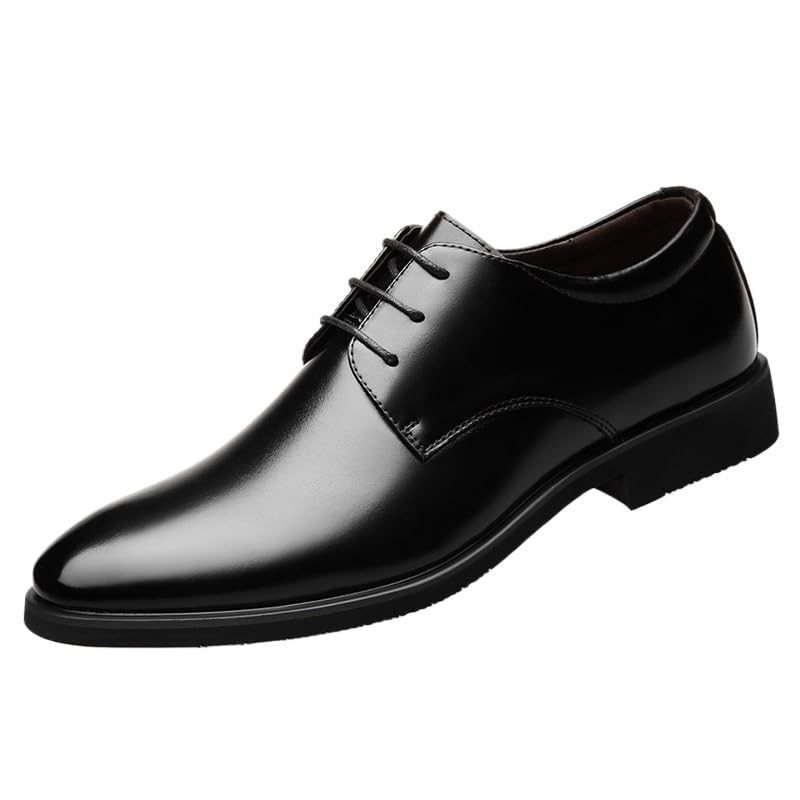 Mens Comfortable Dress Shoes Men's Dress Shoes Formal Business Oxfords Pointed Toe Lace Up Shoes Anti-Slip Low Top Non Slip Prom