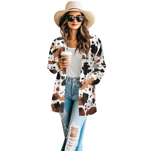 Image of Women's Lightweight Cardigans with Pockets Trendy Long Sleeve Open Front Cardigan Casual Tops Jackets Fall Oufits S-2XL