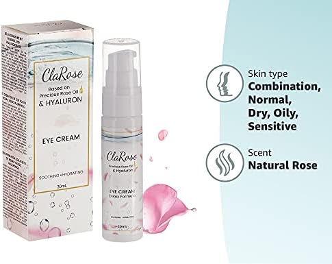 ClaRose Hyaluronic acid Anti-ageing Eye Cream with 100% Natural Rose oil; 30ml