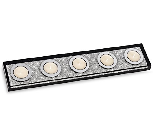 My IMPLEXIONS Eleganter Teelichthalter Lotus 5 veredelt mit hochwertigen Kristallen (schwarz) - Funkelnde Tischdeko Cover