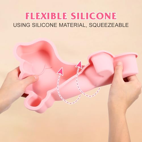 iplusmile 2 Stück Dackel Backform: Silikon Kuchenform in Hund Design, Lebensmittelecht und Hitze beständig - Für Geburtstagskuchen, Muffins, Schokolade, Mousse und Brot, Farbiges
