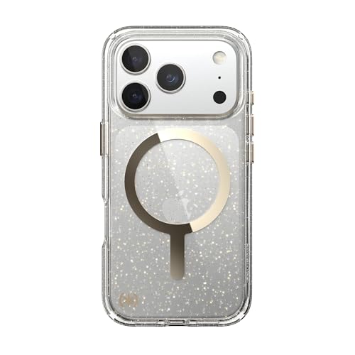 Image of Speck Presidio LUX for iPhone 17 Pro Case, MagSafe-Compatible, Slim Protective Case, Glitter /Gold Metallic