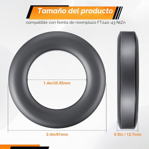 Anillo de ferrita de 2.4 pulgadas para suprimir interferencias RFI y optimizar antenas HF 2