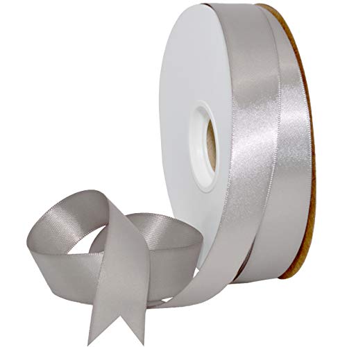 Image of Morex Ribbon 088 Double Face Satin Ribbon, 7 /8 Inch by 50 Yards, Silver