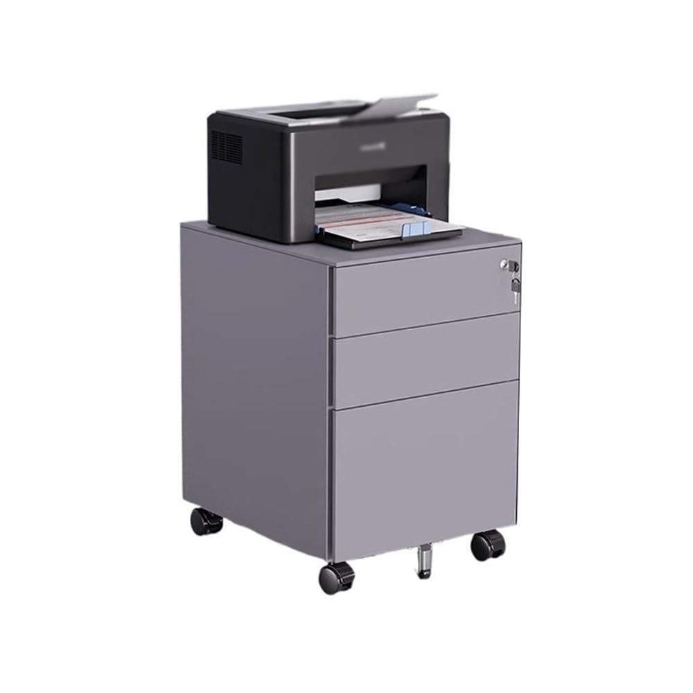 Aioneer Filing Cabinet For Home Office Practical Movable Cabinet Steel File Cabinet Office Storage Cabinet Under The Table Mobile With Locking Data Drawer Cabinet Storage Cabinet-Gris